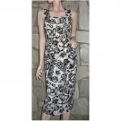 Sleeveless Resort Wear Long Slim Fit Pencil Skirt Dress Black / White Ethnic Print - Size 3/4 Sleeveless Resort Wear Long Slim Fit Pencil Skirt Dress Black / White Ethnic Print - Size 3/4