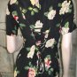 Vtg 90s Tea Length Black Floral Long Cheongsam Style Dress Mandarin standup collar - Size M/Medium