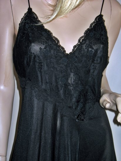 Black Lace Full Length Night Gown Nightie Size Medium M