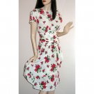 Vintage 80s Floral Pink Roses Garden Wedding Party Guest Dress Size Large 8/10