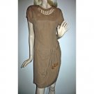 Vintage 80s Sarong Dress with Cutaway Beaded Neckline by Scarlett - Size 6