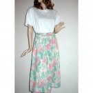 Vintage Skirt Casual Lightweight  Pastel Florals Vintage 80s - Size Large