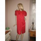 Vintage Red Peignor Robe by Gaymode 60s Nightgown Double Chiffon Puffed Sleeves-M/L