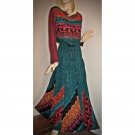 Vintage Hippie Boho Maxi Long Festival Dress Border Print