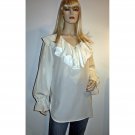 Vtg 80s Tunic Blouse/DeeprRuffled Collar/Long Billowy Sleeves & Ruffled cuffs - One Size