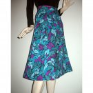 Vintage 80s Casual Full Gathered Skirt Large Floral Lightweight Rayon Challis - Small