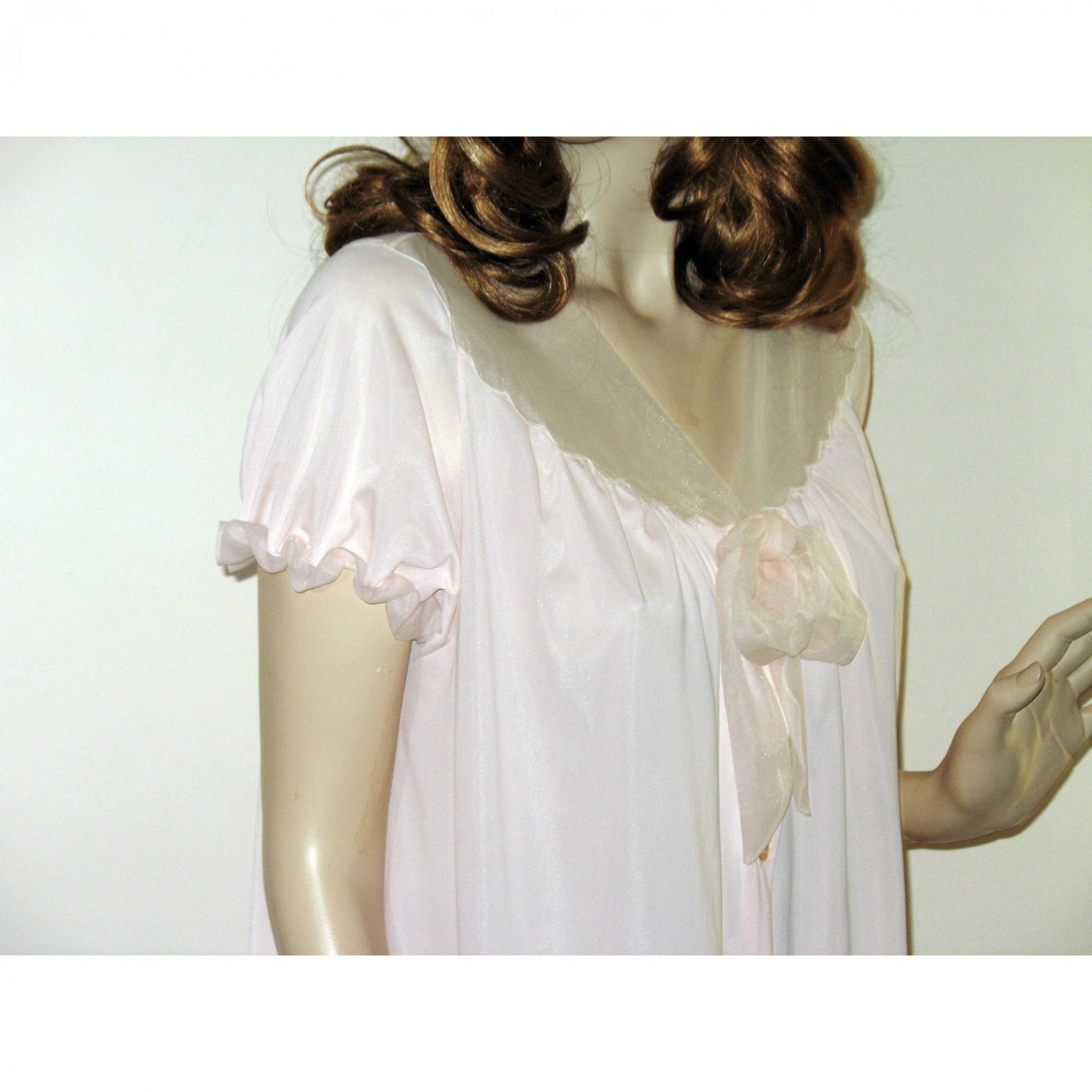 Vintage 50s Pink Peignoir Robe /Rogers Lingerie Babydoll Puffed Sleeves ...