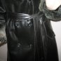 60s 70s Black Double Breasted Wrap Coat Huge Faux FUR Collar & Cuffs Spy Trench Coat-L / Large
