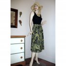 Vintage Gathered Skirt / Green & Black Jungle Print / Lightweight Rayon Size S/M Vintage Gathered Skirt / Green & Black Jungle Print / Lightweight Rayon Size S/M