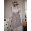Vintage Purple Floral Print Full Gathered Casual Skirt - Size 7/8