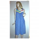 Vintage Shadowline Color Block Blue Terry Beach Dress Coverup   Size L