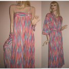Full Length Cotton Knit Nightgown and Robe Set Multi Stripes in Tropical Colors Size Small Full Length Cotton Knit Nightgown and Robe Set Multi Stripes in Tropical Colors Size Small