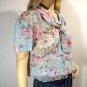 Vintage Blouson Blouse Robin Egg Blue Floral