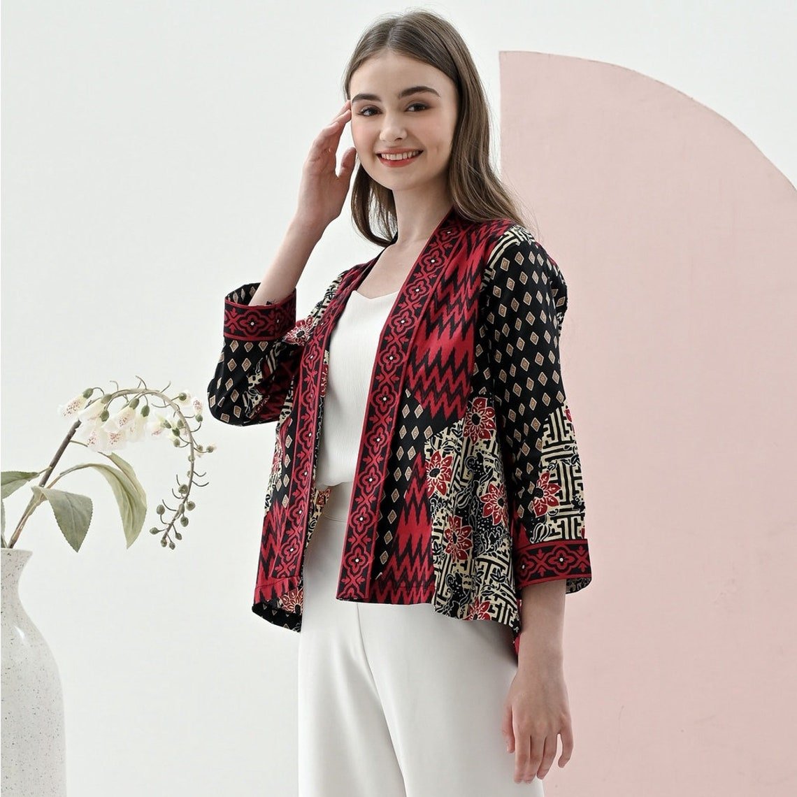 Saba - Red Blazer Women's/ Outer Batik Women's