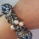 gray pearls bracelet, pink pearls bracelet, natural freshwater pearl bracelet, charm bracelet