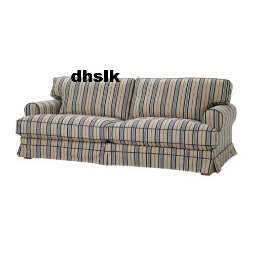 IKEA Ekeskog Sofa SLIPCOVER Cover SKOGA BEIGE Blue STRIPES New