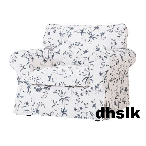 IKEA Ektorp Armchair SLIPCOVER Cover LINDALEN FLORAL Blue White New