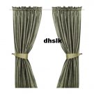 IKEA FELICIA Curtains Drapes DARK GREEN SILK Effect