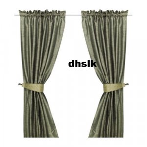 Ikea Felicia Curtains Drapes Dark Green Silk Effect