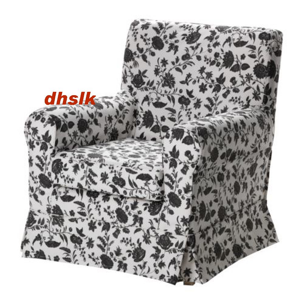 IKEA Ektorp JENNYLUND Armchair SLIPCOVER Cover HOVBY BLACK White FLORAL