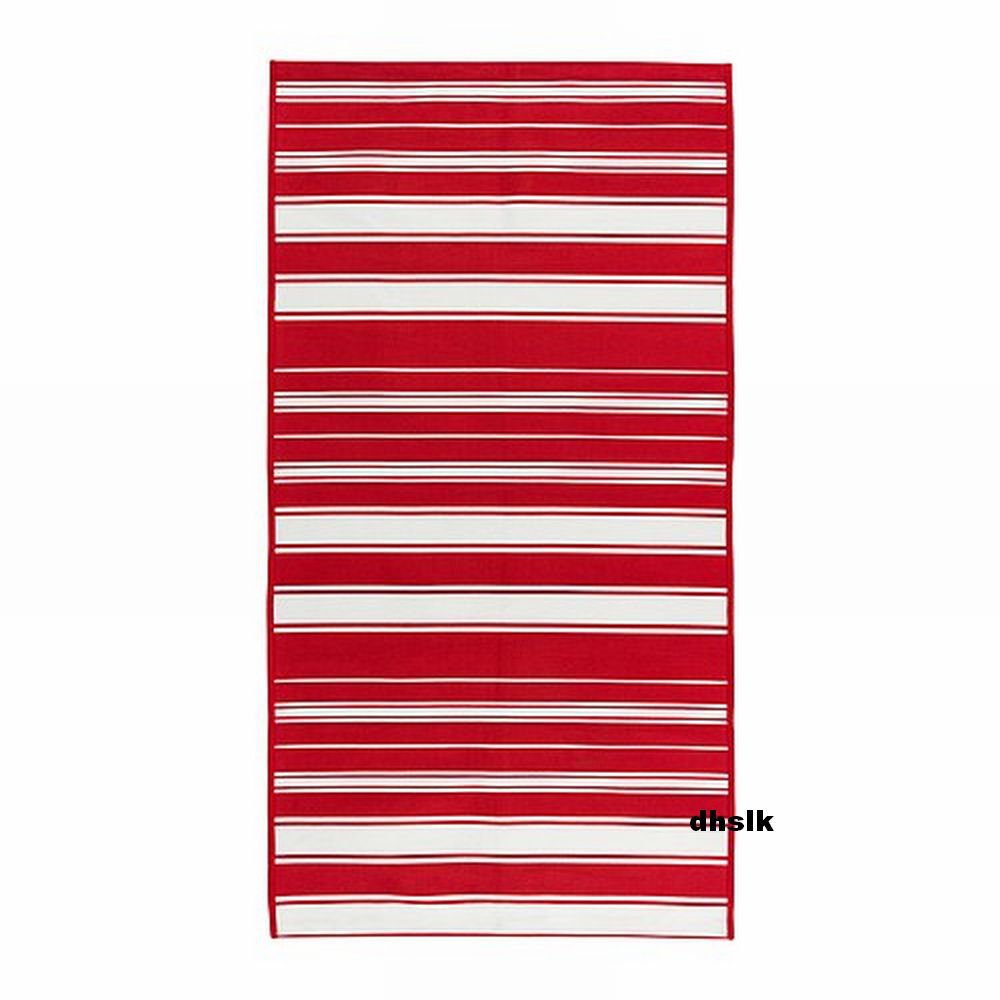 IKEA ALSLEV RED White STRIPES Area Throw RUG MAT Reversible Flatwoven New