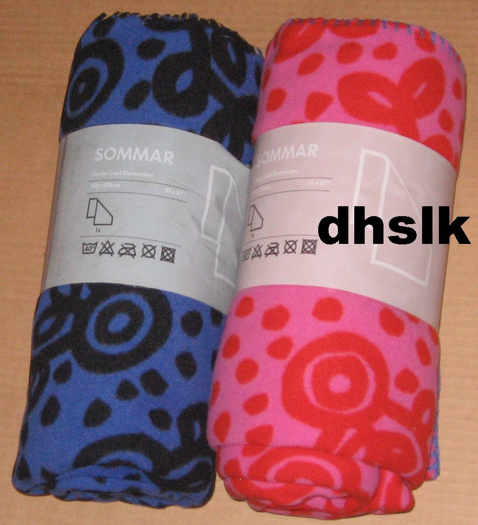 IKEA Sommar Fleece Throw BLANKET Afghan PINK Big SOFT