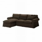 IKEA Ektorp Sofa with Chaise COVER Slipcover SVANBY BROWN Linen Blend