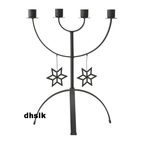 IKEA ISIG Christmas CANDELABRA 4 Arm Candle Holder BLACK Glansa Strala