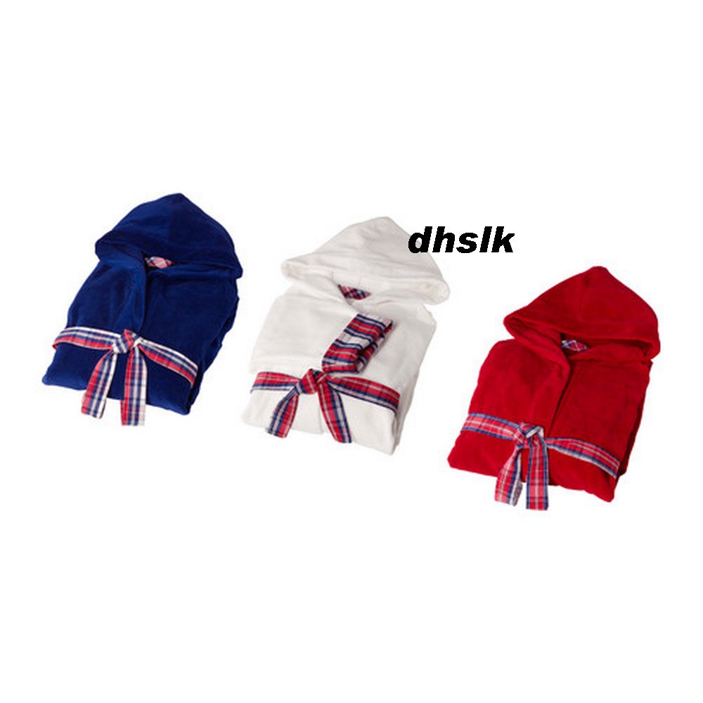 IKEA Snoa Rutan BATHROBE Robe Dressing Gown COTTON S/M RED w PLAID