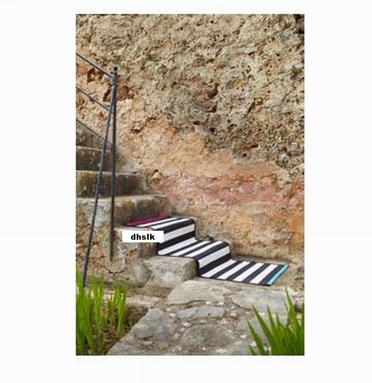 IKEA Myrlilja BLACK White STRIPES Area Throw RUG MAT w pink blue