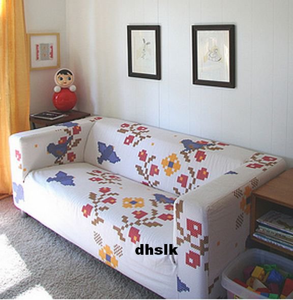 IKEA Klippan Loveseat Sofa SLIPCOVER Cover NAVESTAD Needlepoint