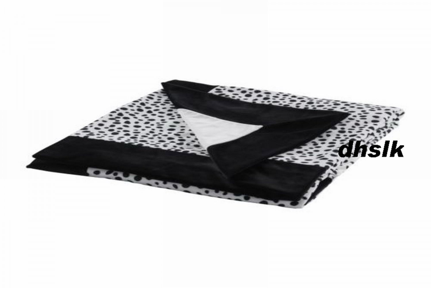 IKEA Bastis Flack Fleece Throw BLANKET Black White DALMATION Dog SOFT