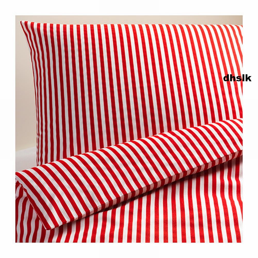 red and white striped duvet