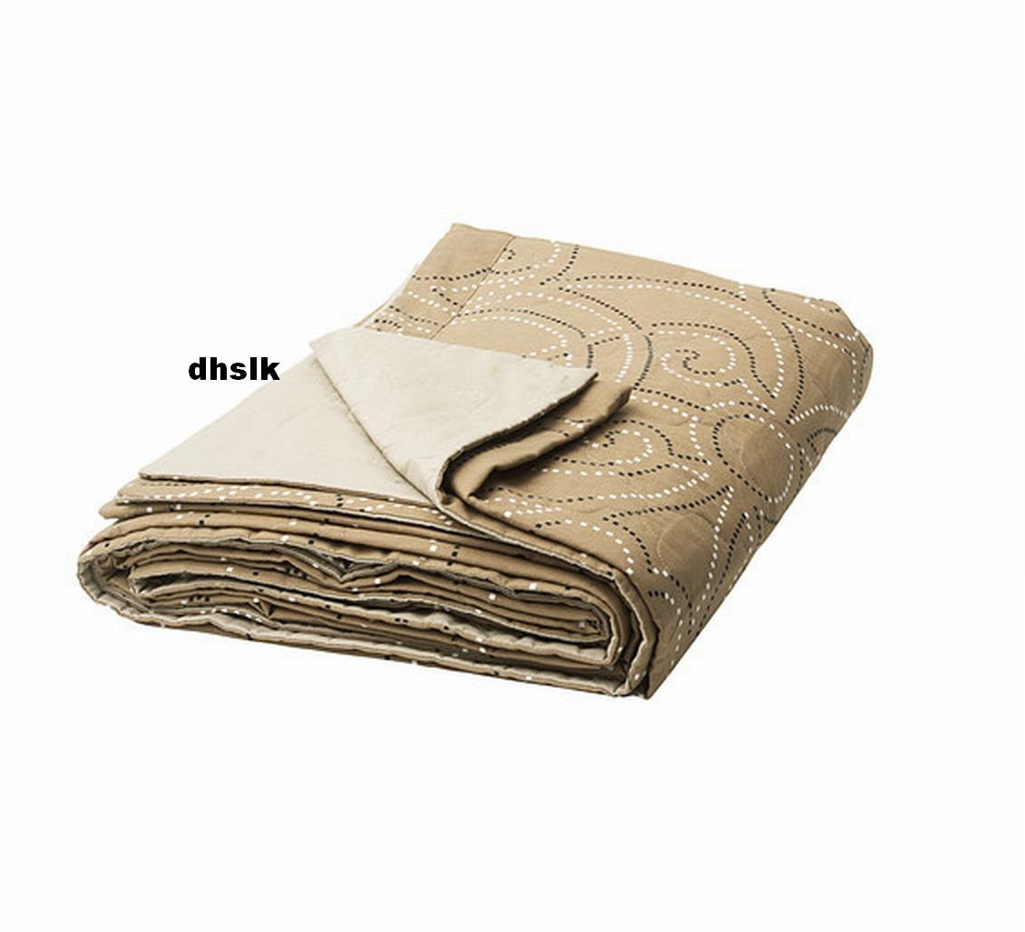 IKEA Natvide Queen King BEDSPREAD Comforter ETHNIC BATIK Beige Brown Quilt