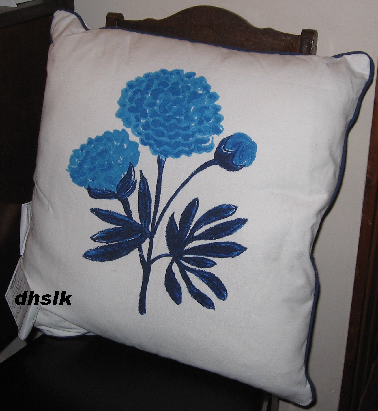 IKEA GRONSKA Grönska CUSHION Accent Pillow BLUE FLOWER Striped Sommar 2018