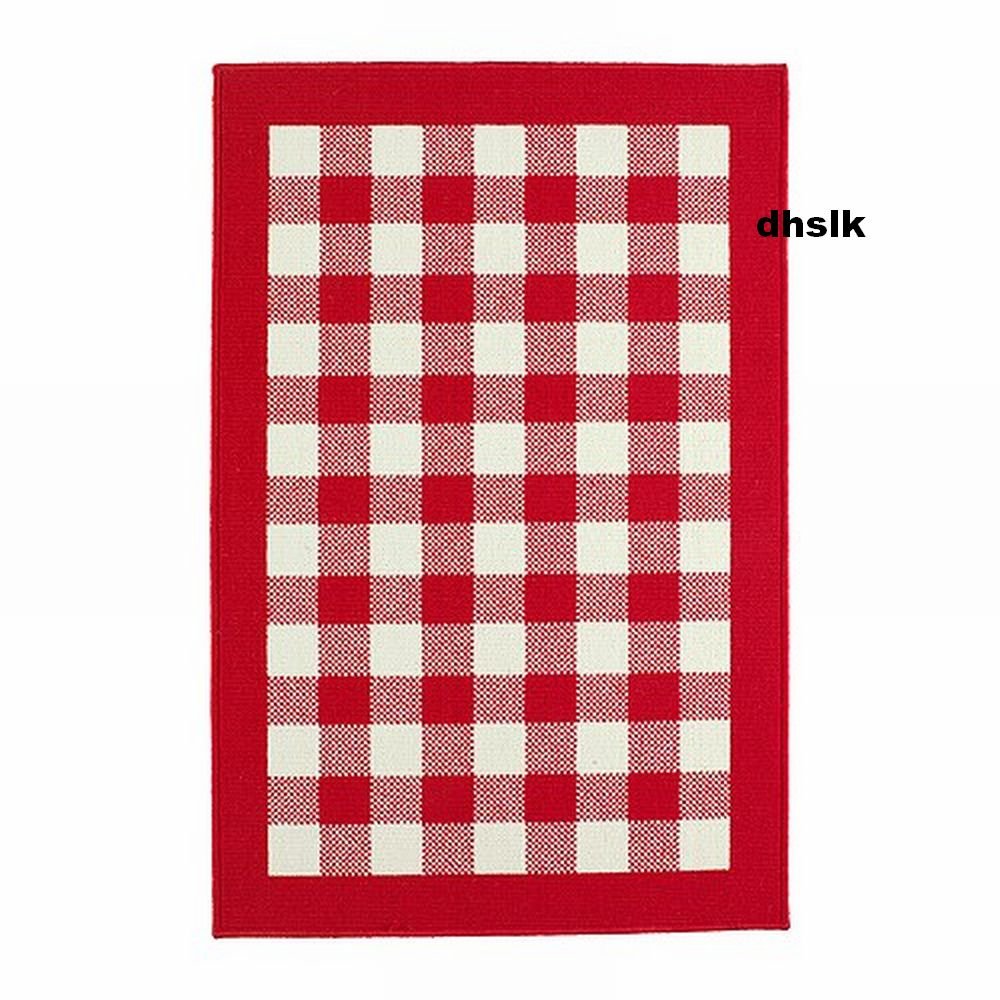 IKEA MILLINGE CHECKED RUG Area Throw Door Mat LOW PILE RED w WHITE ...