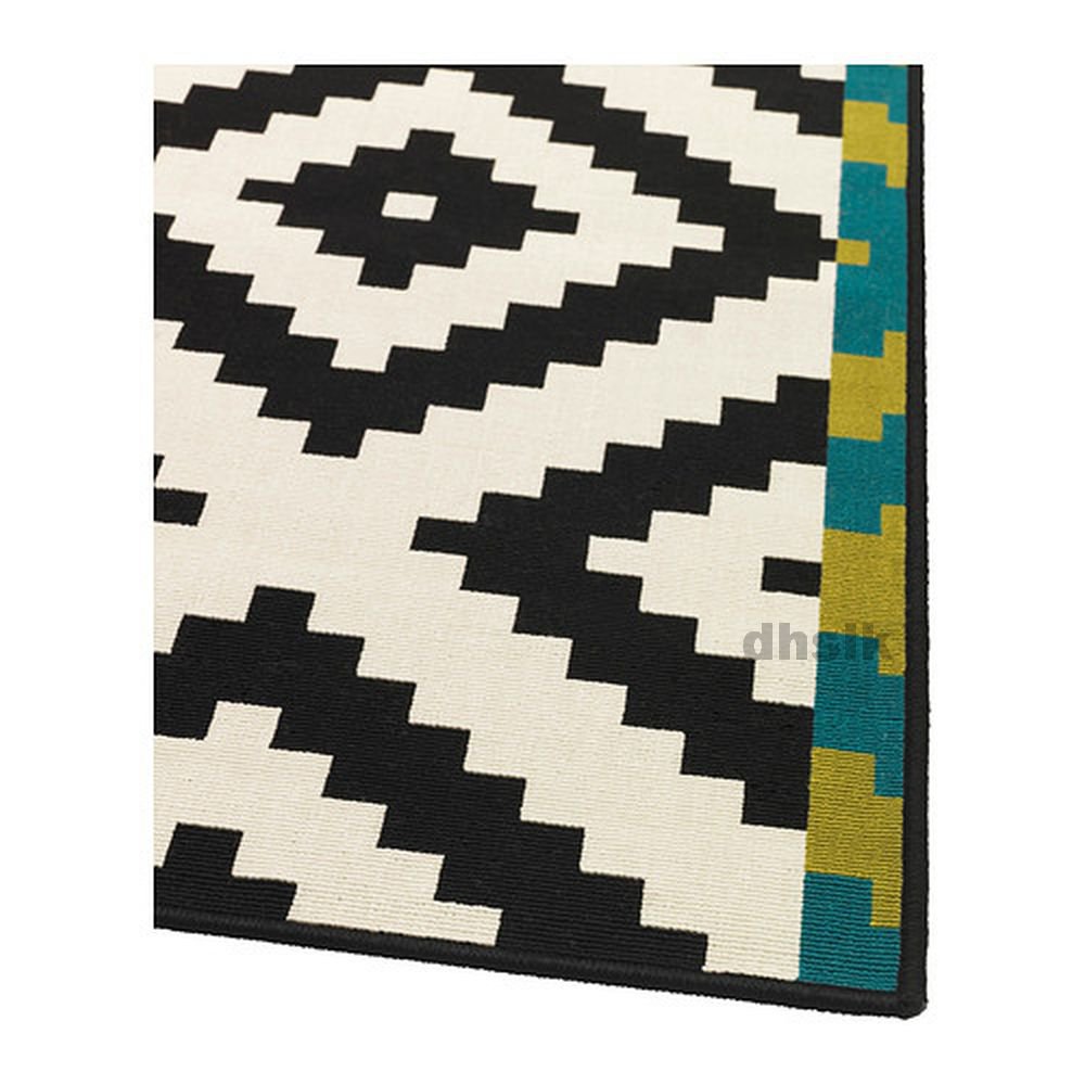 IKEA LAPPLJUNG RUTA Area Throw RUG MAT Black White LARGE Ethnic African