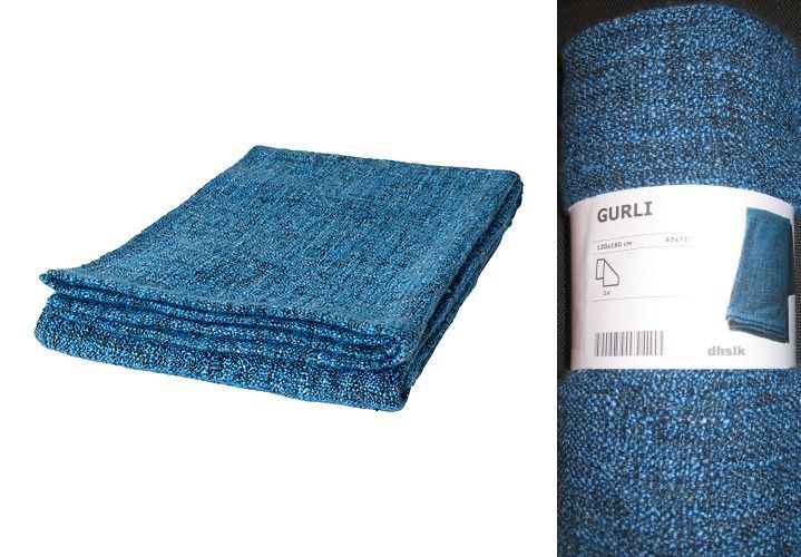 IKEA GURLI Turquoise BLUE Throw BLANKET Afghan SOFT Cuddly s