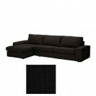 IKEA Kivik 3 Seat Sofa w Chaise Longue SLIPCOVER Cover TENO BLACK Tenö