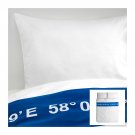 IKEA Lisel QUEEN Full DUVET COVER Pillowcases Set BLUE White Nautical