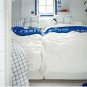 IKEA Lisel QUEEN Full DUVET COVER Pillowcases Set BLUE White Nautical
