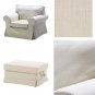 IKEA Ektorp Armchair and Footstool COVER Chair Ottoman Bromma Slipcover SVANBY BEIGE