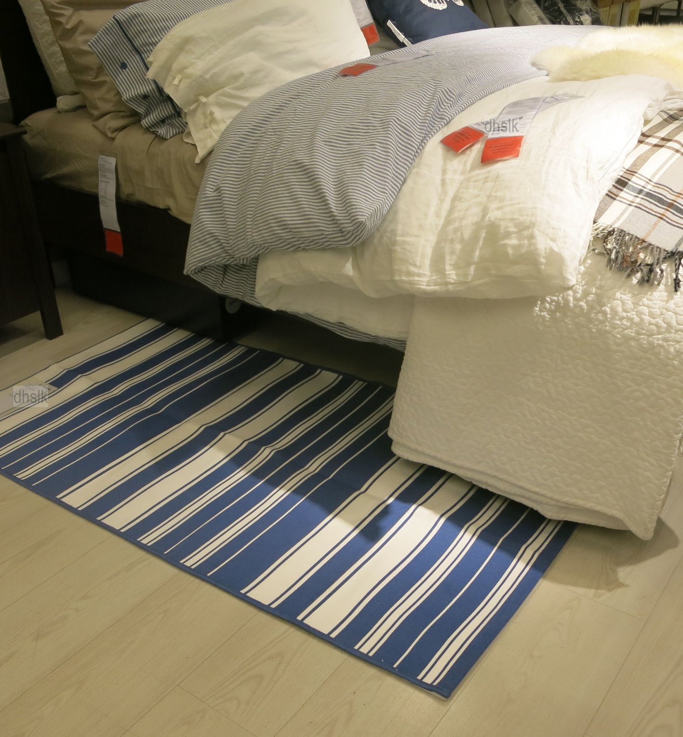 IKEA Nyponros KING Duvet COVER Set TICKING STRIPES BLUE Yarn Dyed SOFT New