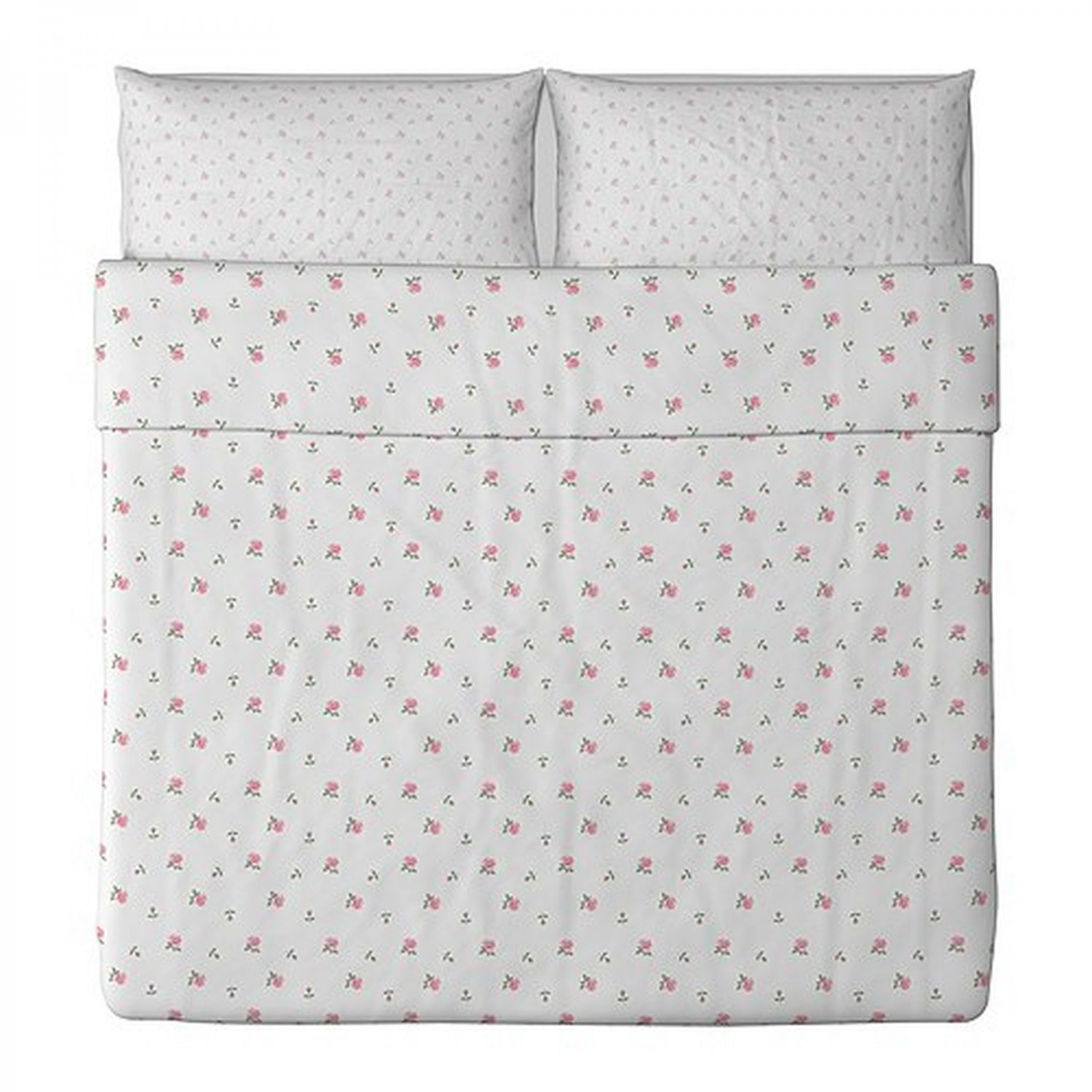 IKEA Emelina Knopp KING Duvet COVER Set PINK ROSEBUDS Roses Romantic