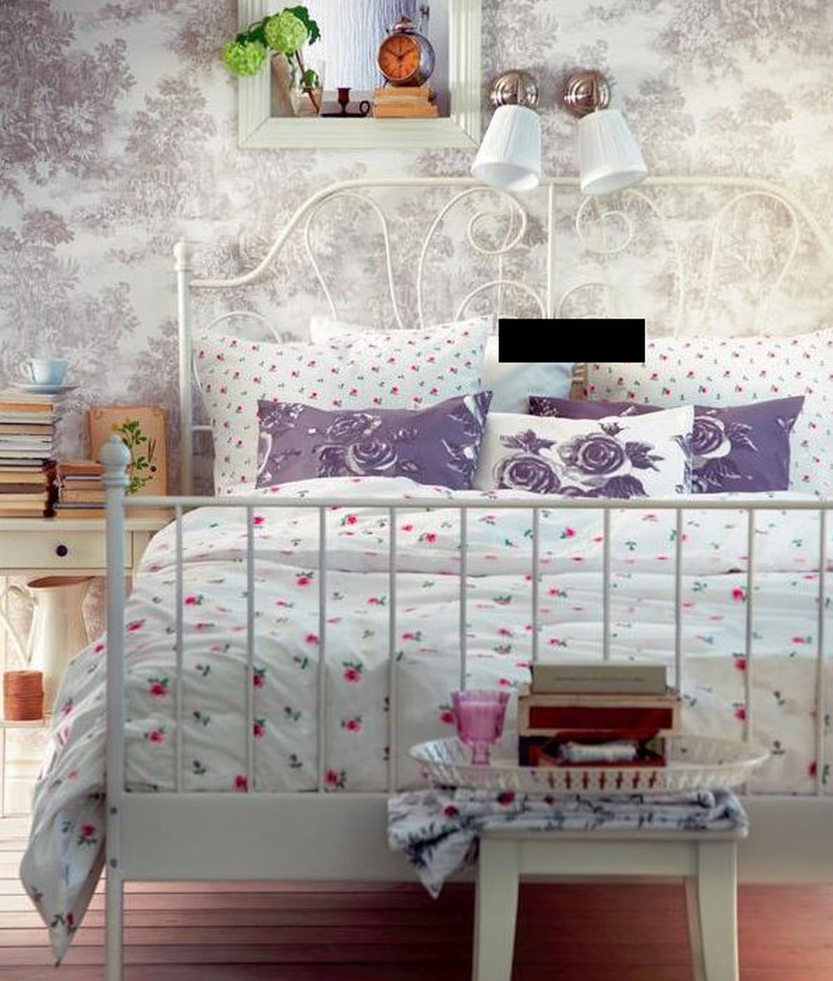 IKEA Emelina Knopp KING Duvet COVER Set PINK ROSEBUDS Roses Romantic