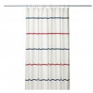 IKEA Myrviken Fabric SHOWER Curtain BLUE Red WHITE Stripe NAUTICAL