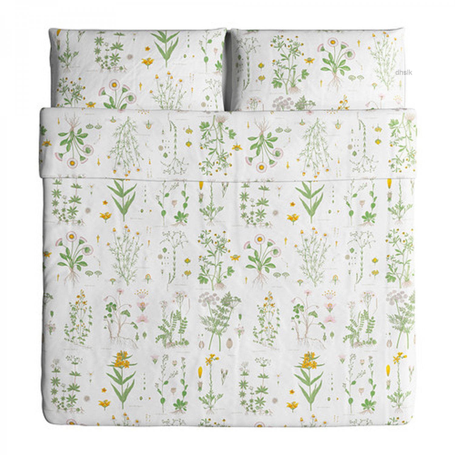 Ikea Strandkrypa King Duvet Cover Pillowcases Set Botanical Green