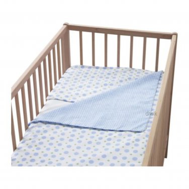IKEA VILDA PRICKAR Polka Dot Checked CRIB Duvet COVER Pillowcase SET Blue GREEN Nursery Bedding