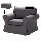IKEA Ektorp Armchair and Footstool COVER Chair Ottoman Slipcover SVANBY GRAY Grey