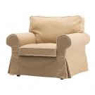 IKEA Ektorp Armchair SLIPCOVER Cover IDEMO BEIGE w Piping Versatile Color